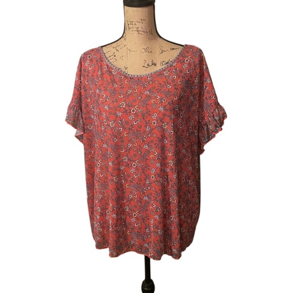 Max Studio Tops - Max Studio Red Floral Blouse